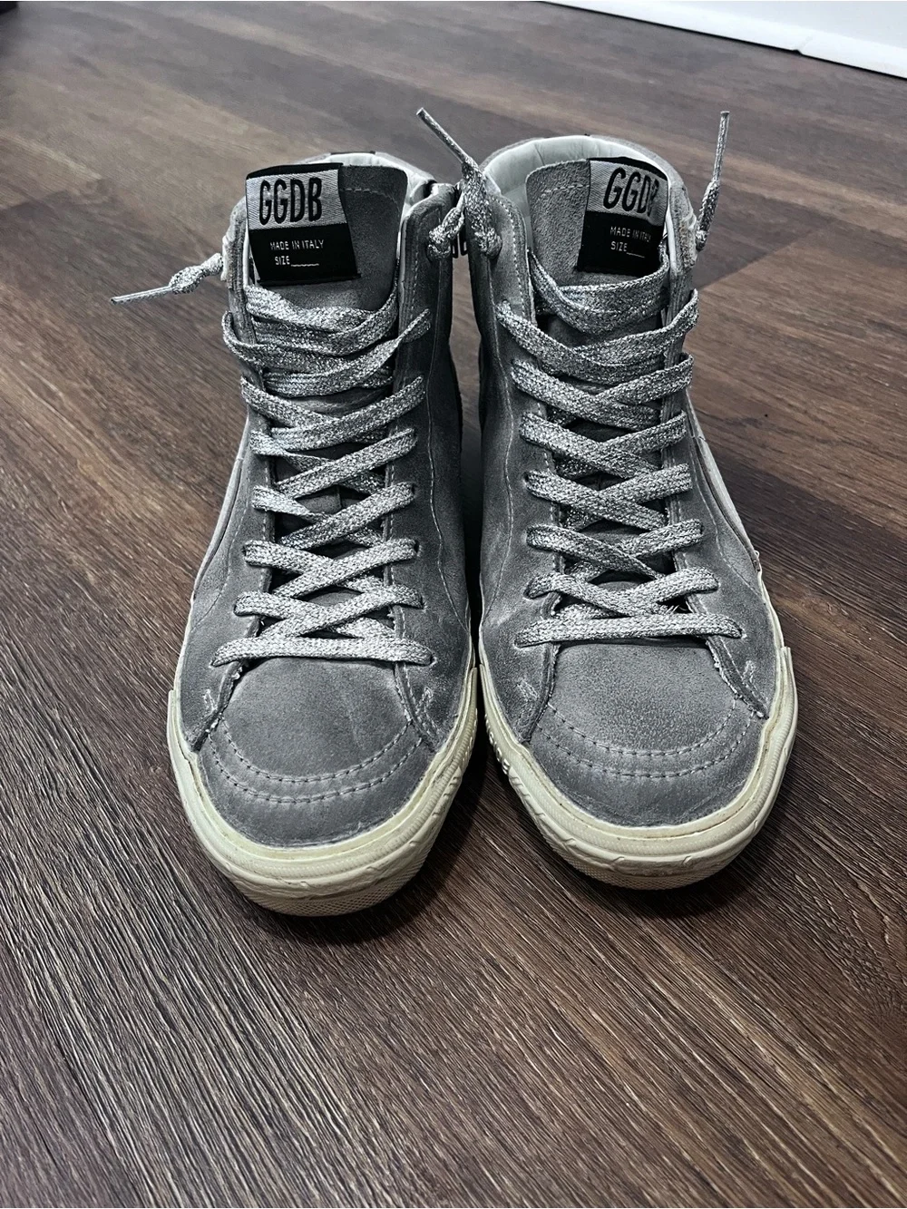 Golden Goose Silver Suede High-Top Slide Size 40